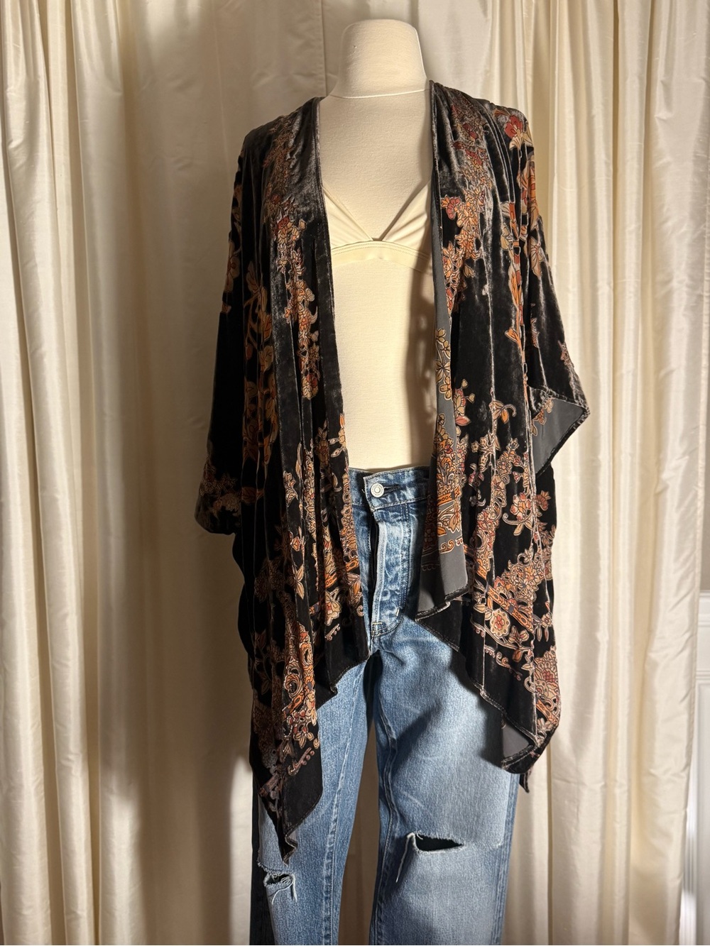 lovestitch Velvet burnout Floral Embroidered Kimono